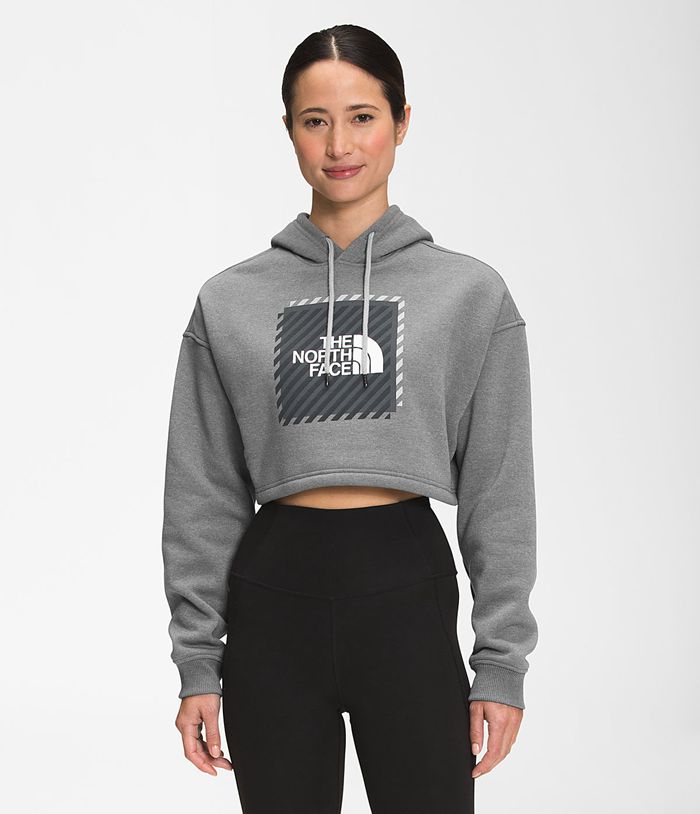 The North Face Coordinates Crop Drop Pullover Womens Hoodie Grey 840695-RMF